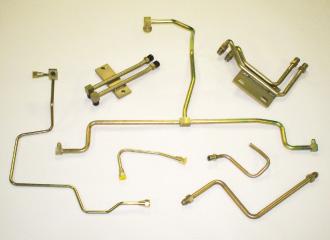 Zinc-plated formed steel fuel and hydraulic lines with brackets